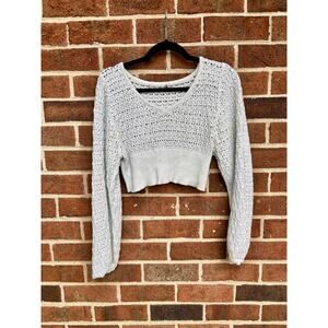 Altar'd State White Chunky Knit Cropped Sweater Long Sleeve Tag Cut Out Boho